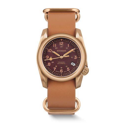 Boderry Watch Co. VOYAGER - 100M Waterproof Bronze Automatic Field Watch | Red