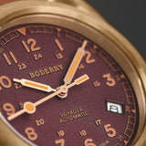Boderry Watch Co. VOYAGER - 100M Waterproof Bronze Automatic Field Watch | Red, view 5
