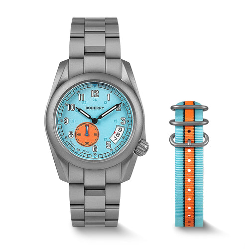 Boderry Watch Co. VOYAGER 38 - 100M Waterproof Titanium Field Watch | 917G-bracelet