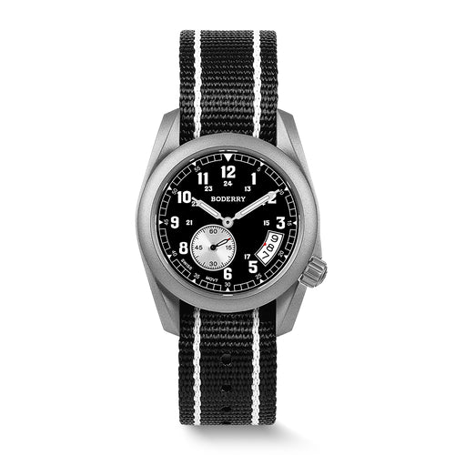Boderry Watch Co. VOYAGER 38 - 100M Waterproof Titanium Field Watch | Black