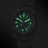 Boderry Watch Co. VOYAGER 38 - 100M Waterproof Titanium Field Watch | Green-bracelet, view 3
