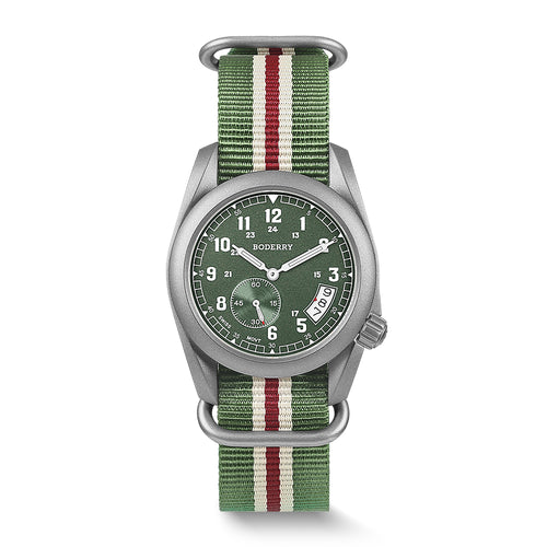 Boderry Watch Co. VOYAGER 38 - 100M Waterproof Titanium Field Watch | Green