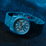 Boderry Watch Co. VOYAGER Chronograph - Titanium Mechanical Field Watch, 100M Water Resistant | Cerulean Blue/Bracelet, view 3