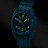 Boderry Watch Co. VOYAGER Chronograph - Titanium Mechanical Field Watch, 100M Water Resistant | Cerulean Blue/Bracelet, view 4