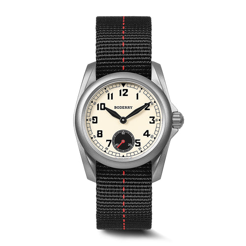 Boderry Watch Co. VOYAGER S72 – 72-Hour Power Reserve Titanium Automatic Field Watch, 100M Water Resistant | Cream