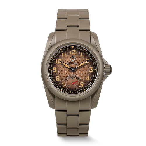 Boderry Watch Co. VOYAGER S72 – 72-Hour Power Reserve Titanium Automatic Field Watch, 100M Water Resistant | Desert Tan/Bracelet