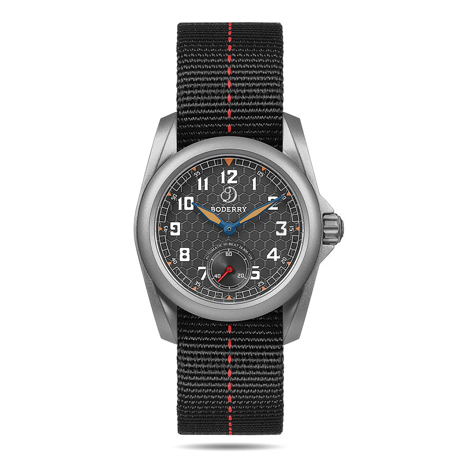 Boderry Watch Co. VOYAGER S72 – 72-Hour Power Reserve Titanium Automatic Field Watch, 100M Water Resistant | Grey
