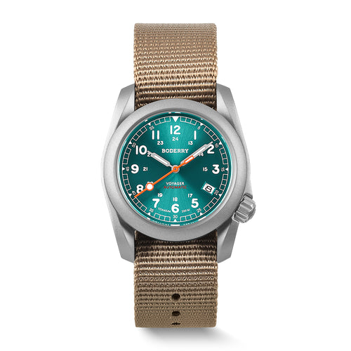 Boderry Watch Co. VOYAGER - 100M Waterproof Titanium Automatic Field Watch | Peacock Green