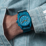 Boderry Watch Co. VOYAGER Chronograph - Titanium Mechanical Field Watch, 100M Water Resistant | Cerulean Blue, view 3