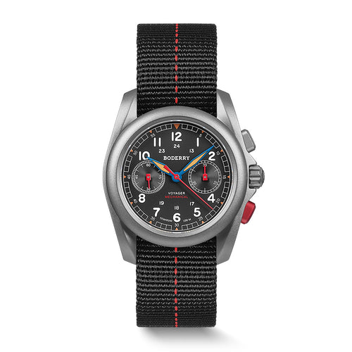 Boderry Watch Co. VOYAGER Chronograph - Titanium Mechanical Field Watch, 100M Water Resistant | Grey