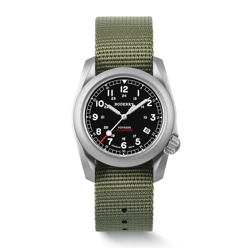 Boderry Watch Co. VOYAGER - 100M Waterproof Titanium Automatic Field Watch | Black/ArmyGreen