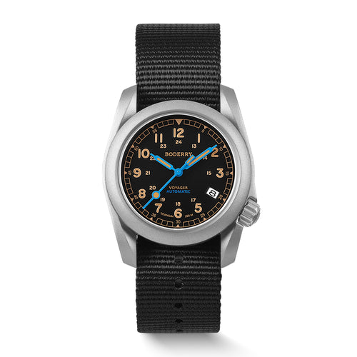 Boderry Watch Co. VOYAGER - 100M Waterproof Titanium Automatic Field Watch | Vintage Noir