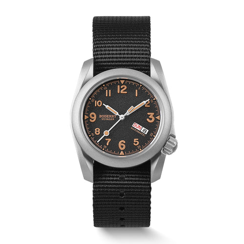 Boderry Watch Co. VOYAGER - 100M Waterproof Titanium Automatic Field Watch | Volcanic Gray-Day,Date