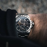 Boderry Watch Co. WINDMILL - Original Skeleton Hi-beat(28,800 bph) with 72 hrs Power-reserve Automatic Watch | Black Dial & Bracelet, view 2