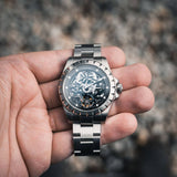 Boderry Watch Co. WINDMILL - Original Skeleton Hi-beat(28,800 bph) with 72 hrs Power-reserve Automatic Watch | Black Dial & Bracelet, view 3