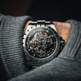 Boderry Watch Co. WINDMILL - Original Skeleton Hi-beat(28,800 bph) with 72 hrs Power-reserve Automatic Watch | Black Dial & Bracelet, view 4