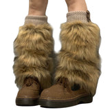 Boogzel Apparel 2000s Aesthetic Faux Fur Leg Warmers, view 3