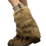 Boogzel Apparel 2000s Aesthetic Faux Fur Leg Warmers, view 4
