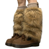 Boogzel Apparel 2000s Aesthetic Faux Fur Leg Warmers, view 5