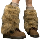 Boogzel Apparel 2000s Aesthetic Faux Fur Leg Warmers, view 6
