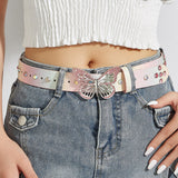 Boogzel Apparel 2000s Butterfly Rhinestone Buckle Belt, view 4