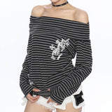 Boogzel Apparel 2000s Cold Shoulder Drama Striped Top, view 4
