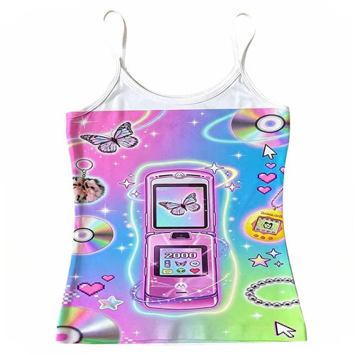 Boogzel Apparel 2000s Era Flip Phone Tank Top