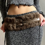 Boogzel Apparel 2000s Faux Fur Leather Belt, view 3