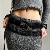 Boogzel Apparel 2000s Faux Fur Leather Belt, view 6