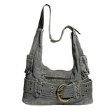 Boogzel Apparel 2000s Icon Denim Buckle Shoulder Bag, view 3