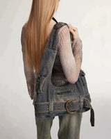 Boogzel Apparel 2000s Icon Denim Buckle Shoulder Bag, view 4