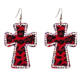 Boogzel Apparel 2000s Leopard Cross Earrings, view 2