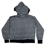 Boogzel Apparel 2000s Striped Faux Fur Zip-Up Hoodie, view 2
