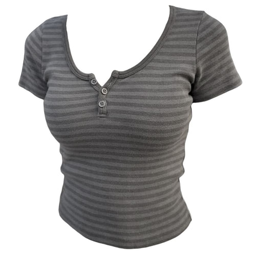Boogzel Apparel 2000s Striped Henley T-Shirt