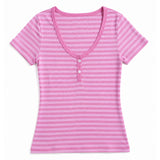 Boogzel Apparel 2000s Striped Henley T-Shirt, view 2