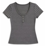 Boogzel Apparel 2000s Striped Henley T-Shirt, view 3