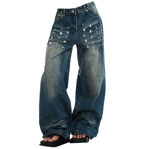 Boogzel Apparel 2000s Studded Wide Leg Jeans