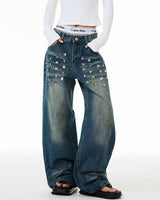 Boogzel Apparel 2000s Studded Wide Leg Jeans, view 2