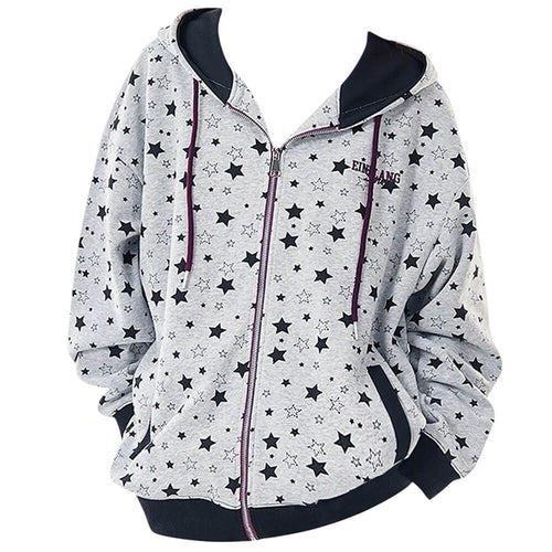 Boogzel Apparel 2010’s Grey Star Print Zip Up Hoodie