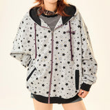 Boogzel Apparel 2010’s Grey Star Print Zip Up Hoodie, view 2