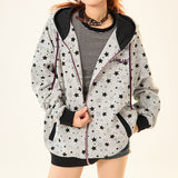 Boogzel Apparel 2010’s Grey Star Print Zip Up Hoodie, view 4