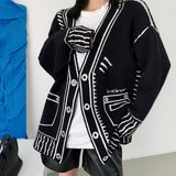Boogzel Apparel 2D Cartoon Outline Knitted Cardigan, view 2