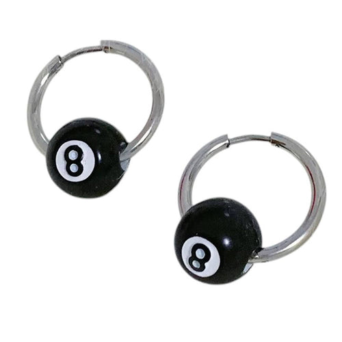 Boogzel Apparel 8 Ball Hoop Earrings