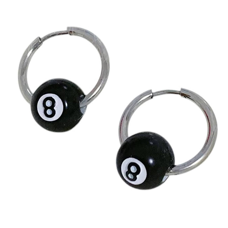Boogzel Apparel 8 Ball Hoop Earrings