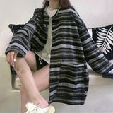 Boogzel Apparel 80's Grandma Striped Cardigan Sweater, view 5