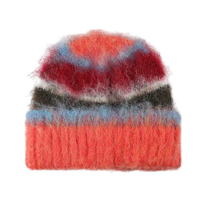 Boogzel Apparel 90s Fuzzy Striped Knit Beanie