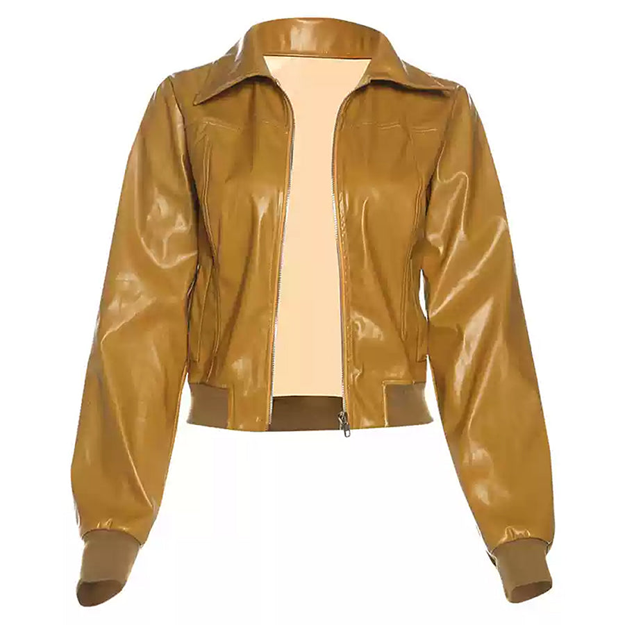 Boogzel Apparel 90s Mustard Leather Jacket