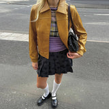 Boogzel Apparel 90s Mustard Leather Jacket, view 3