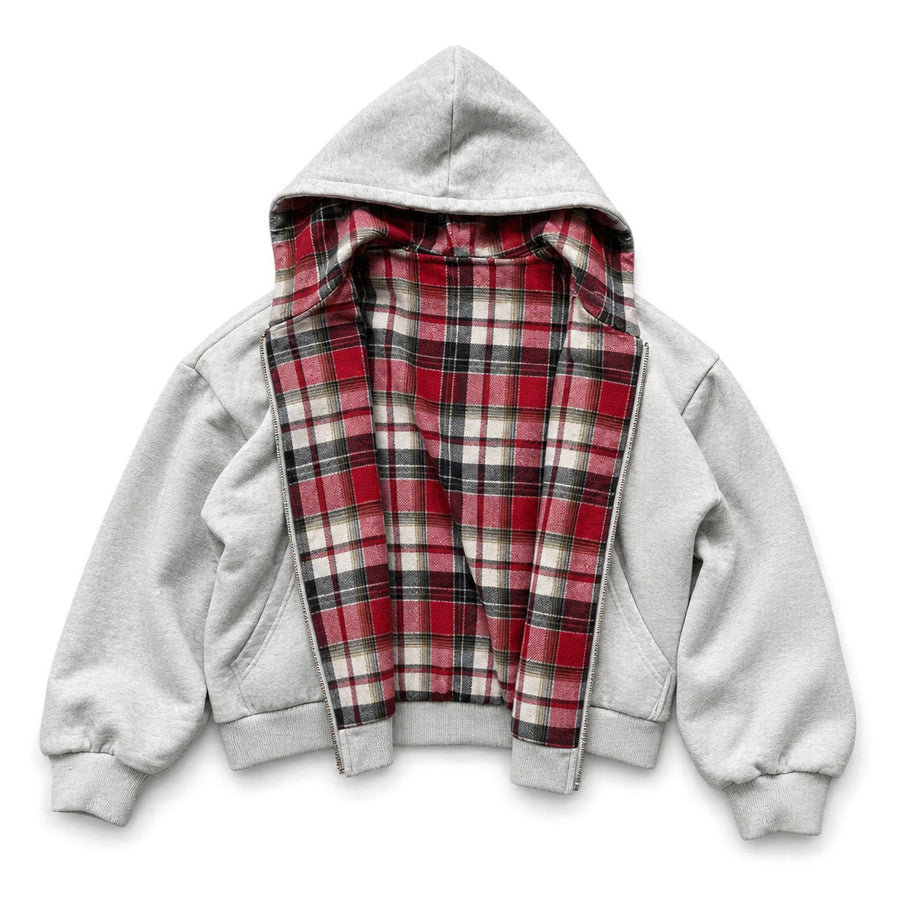 Boogzel Apparel 90s Plaid Grey & Red Reversible Hoodie