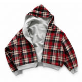 Boogzel Apparel 90s Plaid Grey & Red Reversible Hoodie, view 2